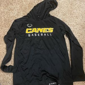 Youth medium canes baseball black hoodie 100% polyester EUC